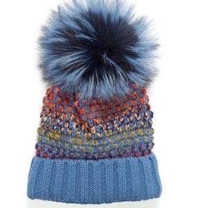 Kyi Kyi Express Fur Knit Beanie, Size OSFA - Blue/Multi Women's
